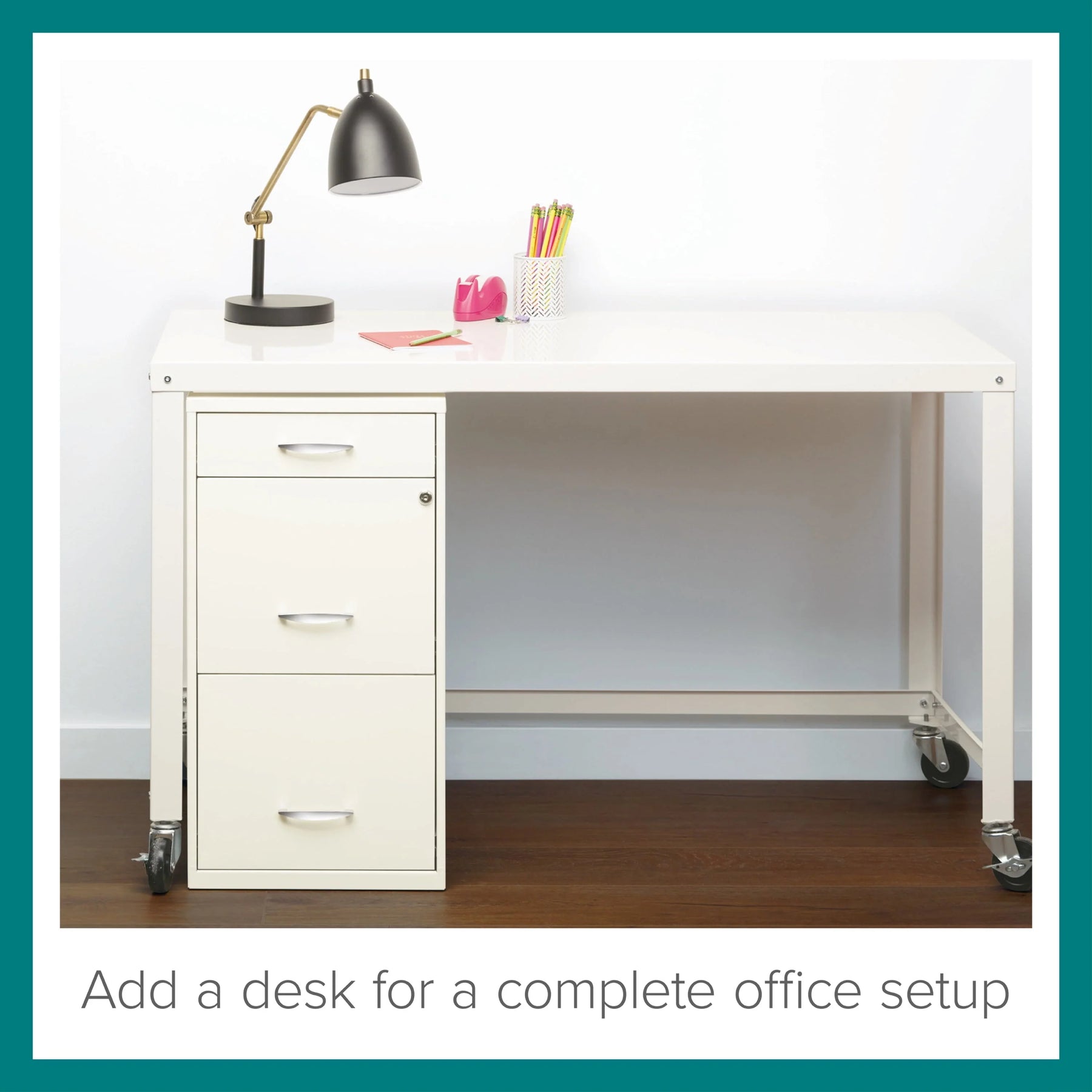 Space Solutions 3 Drawer Letter Width Vertical File Cabinet with Pencil Drawer, White - Product image 15