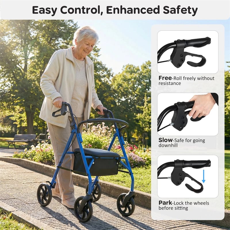 Foldable Rollator Walker with Seat & Height Adjustable Handles for Seniors - Product image 8