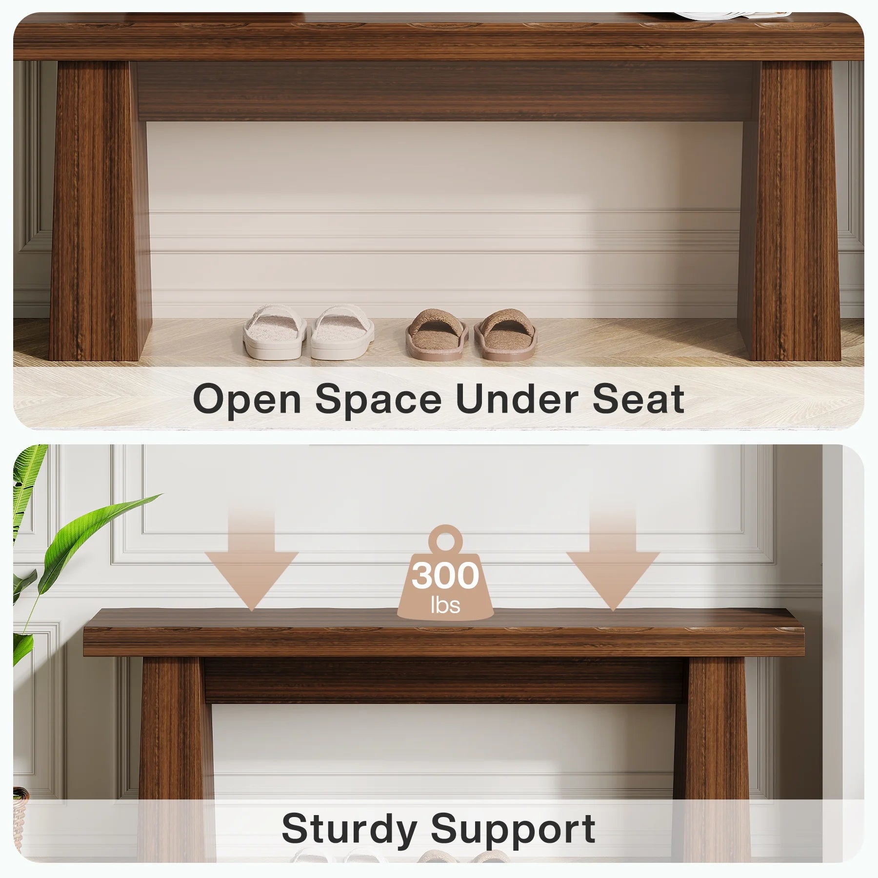 Fnova 48" Wooden Two - Person Backless Entryway Bench with Under - Bench Storage for Outdoor Garden - Product image 34