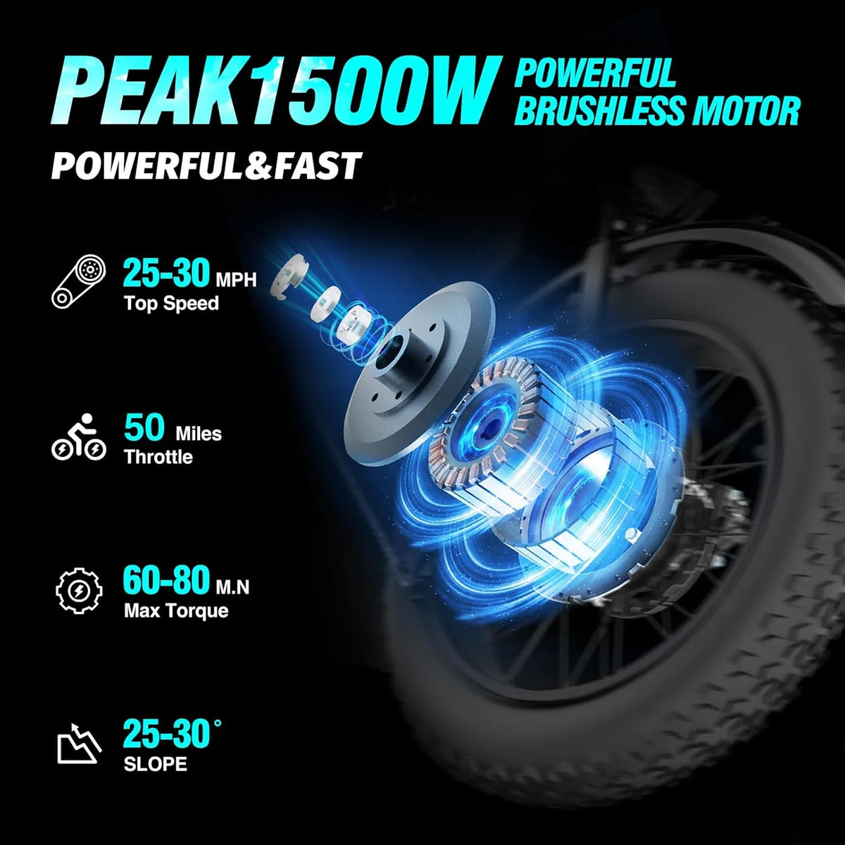 Ridstar Electric Bike for Adults, Peak 1500W 30MPH, 48V 15.6ah Electric Bicycle - Product image 7
