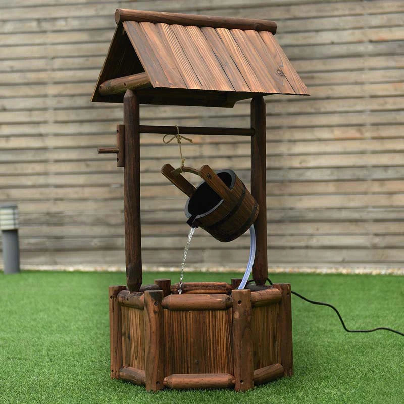 Rustic Outdoor Wishing Well Water Fountain with Electric Pump & Bucket - Product image 7