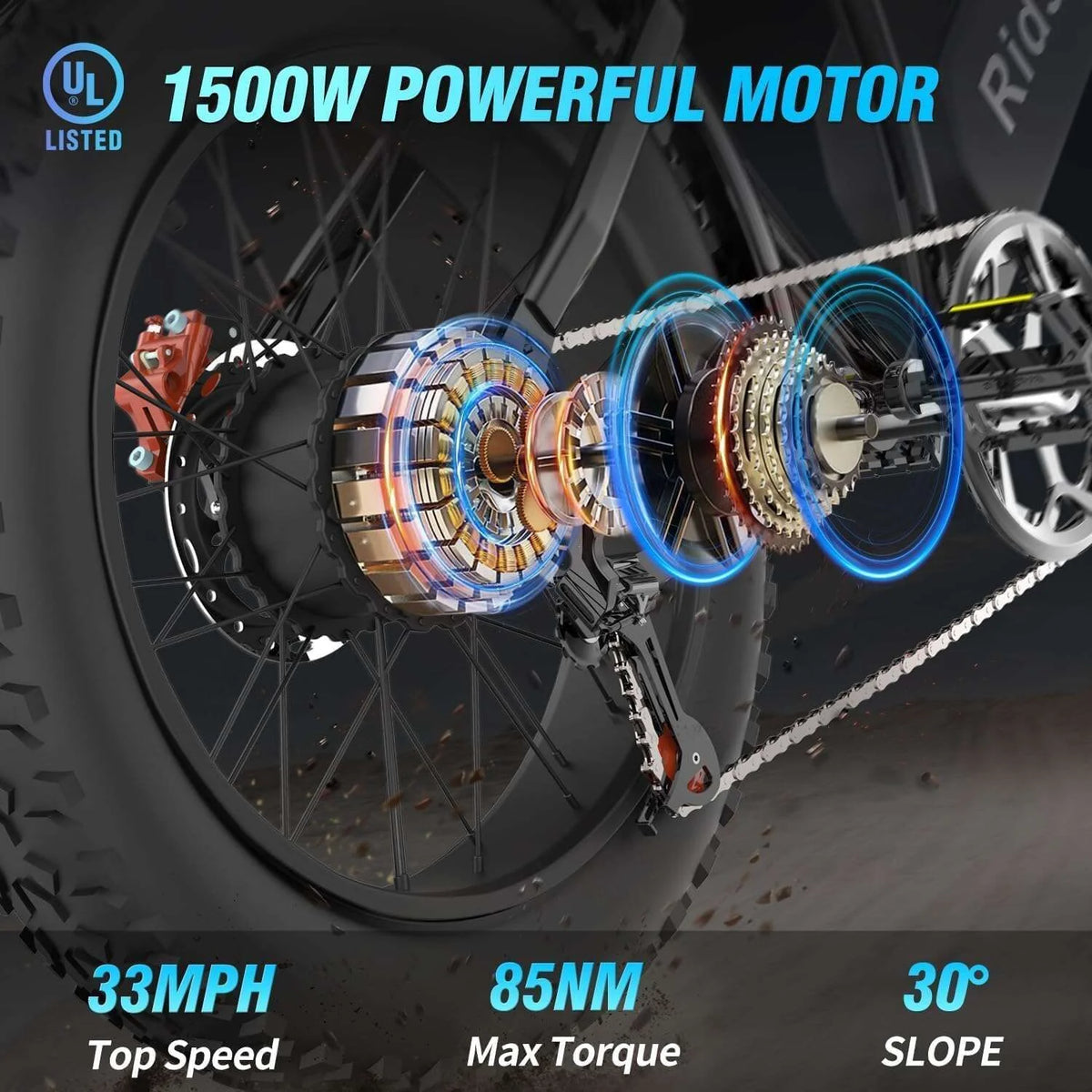 Ridstar Electric Bike for Adults, Peak 1500W 30MPH, 48V 15.6ah Electric Bicycle - Product image 11