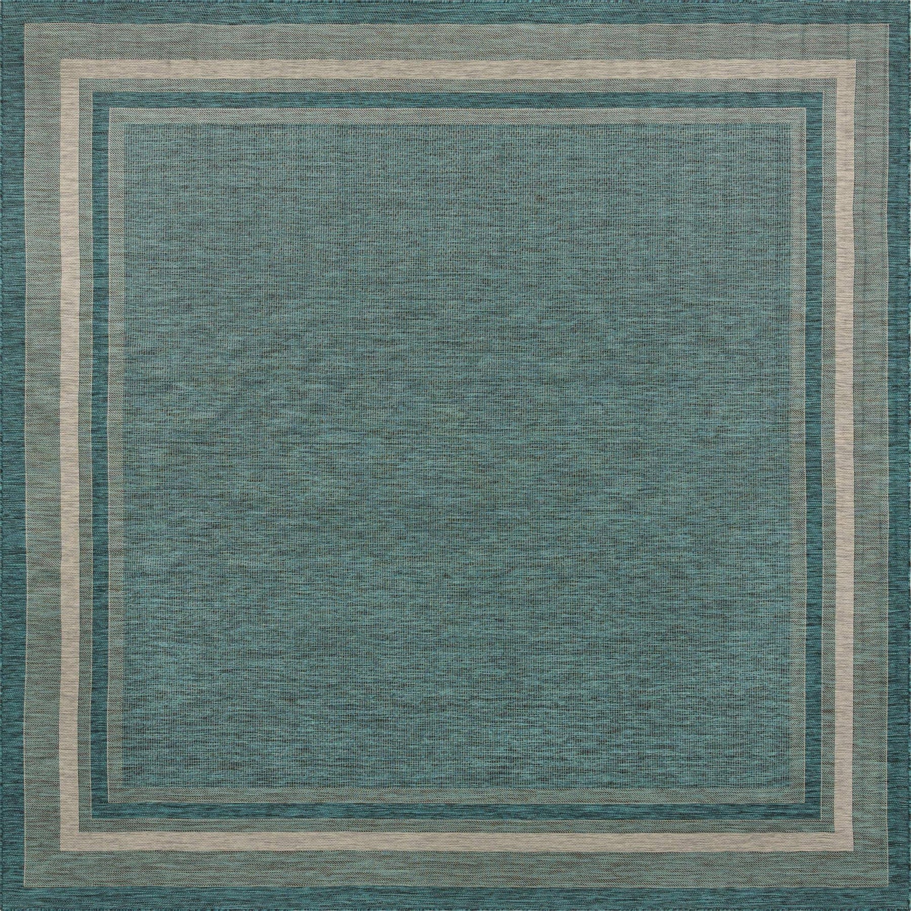 Unique Loom Outdoor Border 13 ft Square Teal Blue Green Area Rug Indoor Outdoor Rug - Product image 1