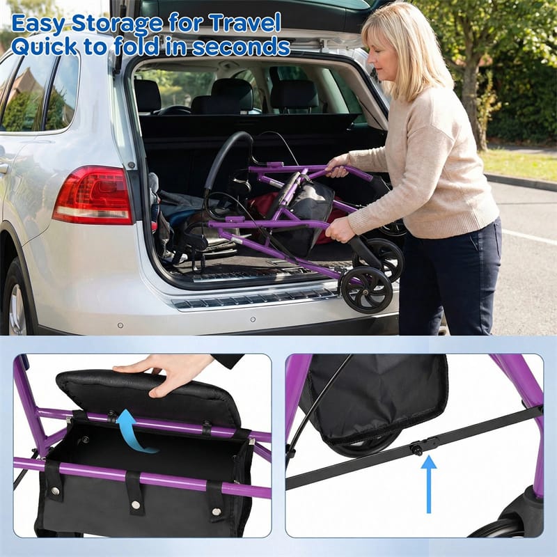 Foldable Rollator Walker with Seat & Height Adjustable Handles for Seniors - Product image 29