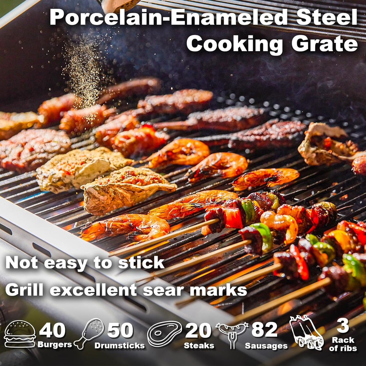 Upgraded 4 Burner BBQ Propane Gas Grill with Cast Iron Grates & Side Stove, 44 - Product image 24