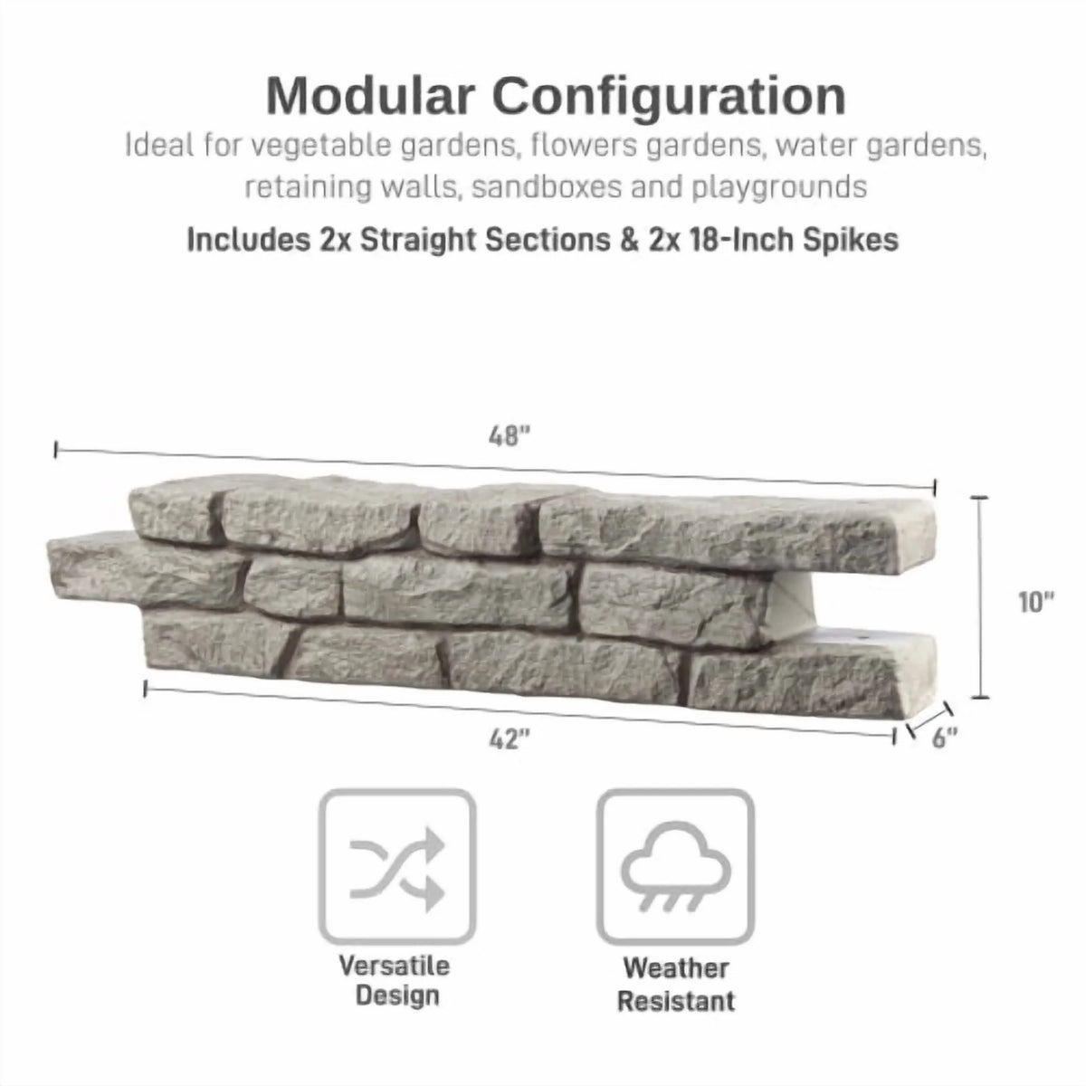 RTS Home Accents Rock Lock Raised Garden Bed Straight Rock (Pack of 2) - Product image 3