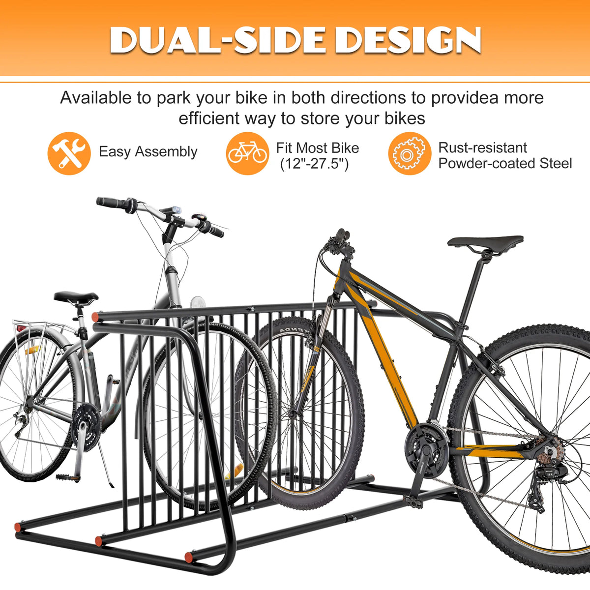 AECOJOY Commercial Floor Bike Rack Stand, 10-Bike Capacity Dual Sided Bicycle Storage Stand Floor Parking Stand