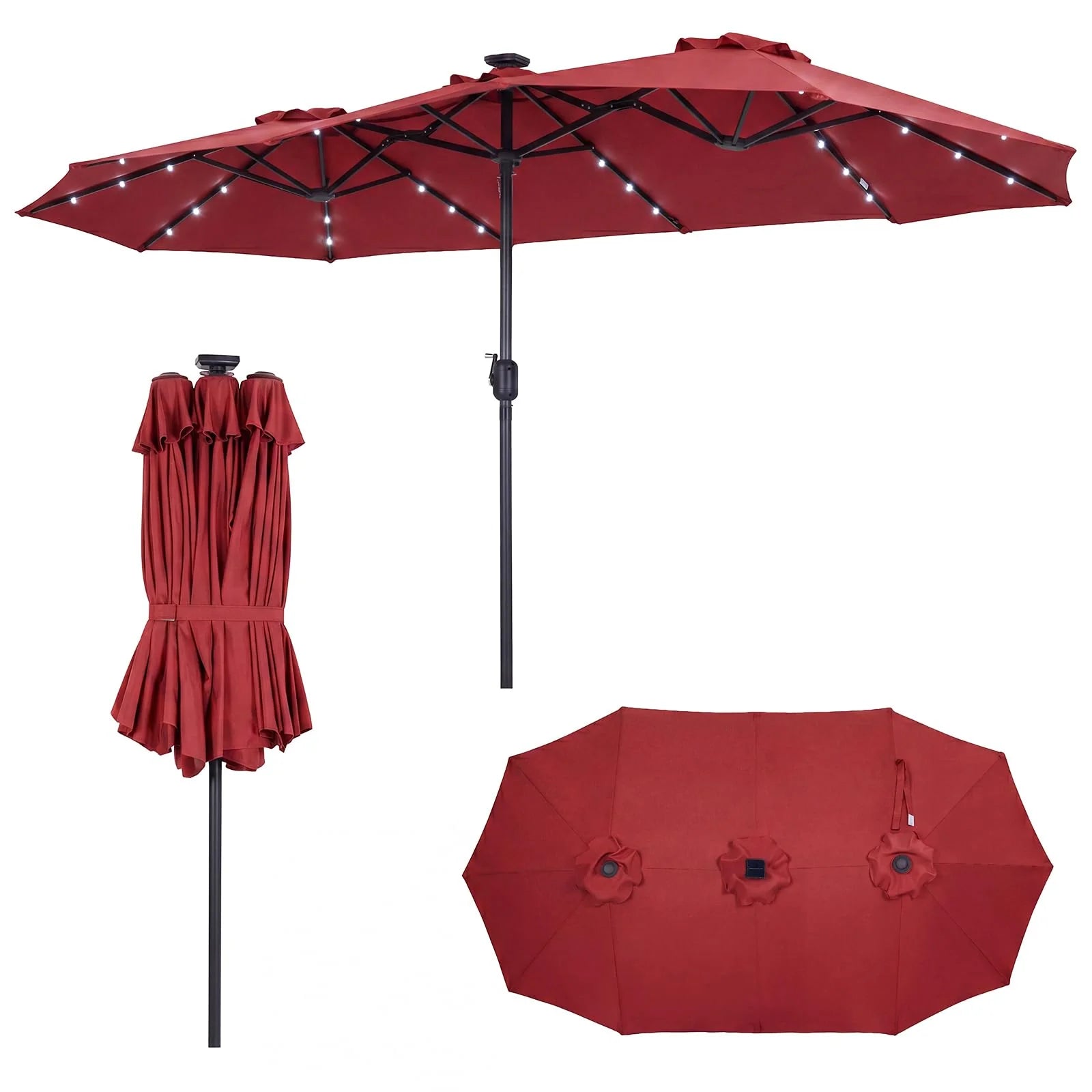 Tangkula 13 Ft Solar Patio Umbrella 36 LED Lights Crank Handle 12 Sturdy Ribs - Product image 13