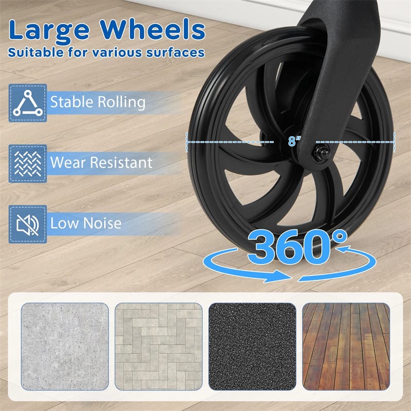 Foldable Rollator Walker with Seat & Height Adjustable Handles for Seniors - Product image 18