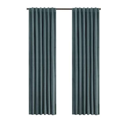 Eclipse Luxury Cotton Velvet 100% Blackout Rod Pocket Back Tab 84" x 50" Curtain Window Panel in Mineral - Product image 1