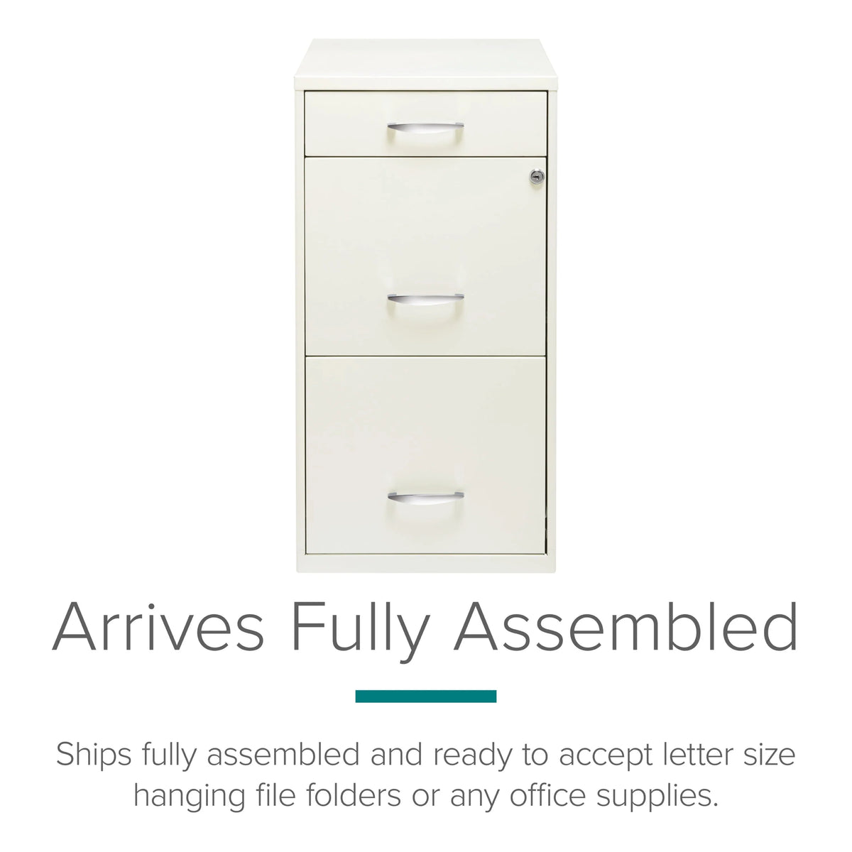 Space Solutions 3 Drawer Letter Width Vertical File Cabinet with Pencil Drawer, White - Product image 14