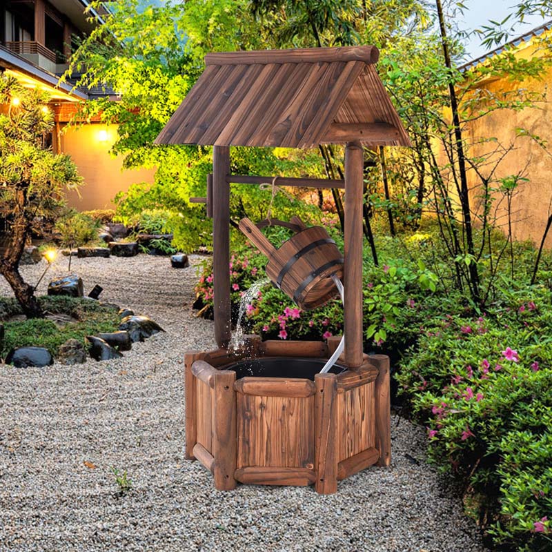 Rustic Outdoor Wishing Well Water Fountain with Electric Pump & Bucket - Product image 8