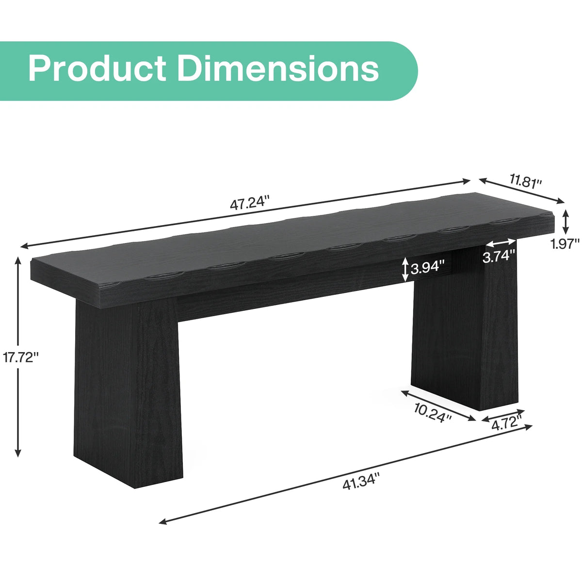 Fnova 48" Wooden Two - Person Backless Entryway Bench with Under - Bench Storage for Outdoor Garden - Product image 21