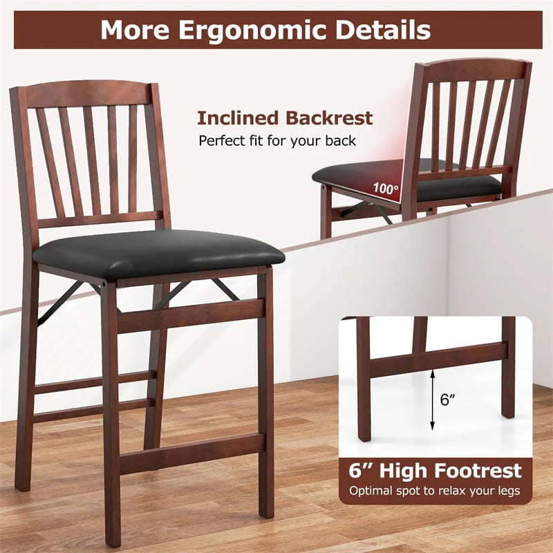 Set of 2/4 Folding Counter Height Bar Stools, 24.5" Portable Kitchen Island Chairs with Padded Seat & - Product image 16