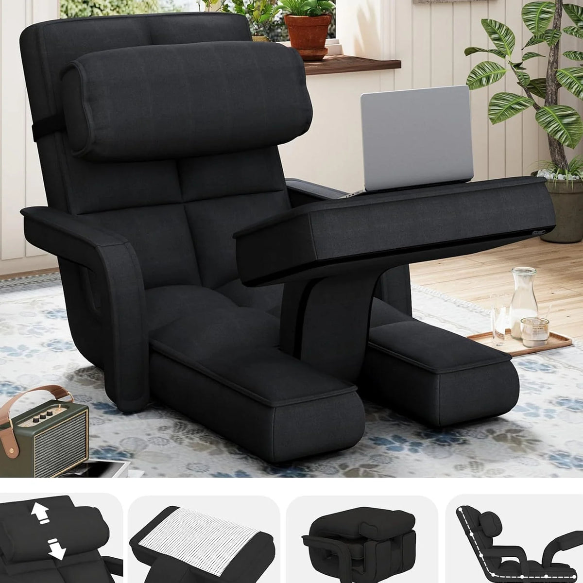 AECOJOY Floor Chair, Padded Folding Gaming Chair with 14-Level Adjustable Backrest, Portable Lazy Sofa - Product image 14