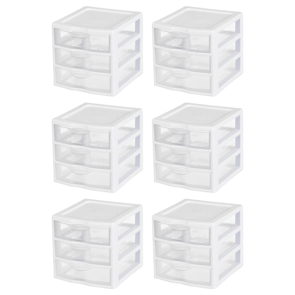 6 Sterilite 20738006 Small Compact Countertop 3 Drawer Desktop Storage Unit
