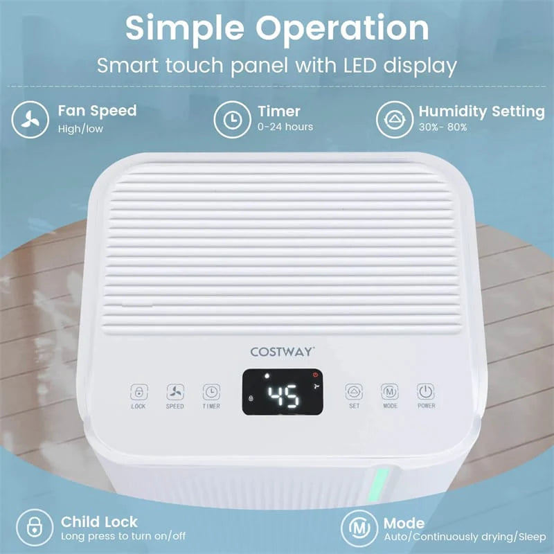 32 Pint Dehumidifier with 3.3FT Drain Hose, 24H Timer & 3-Color Indicator - Product image 6
