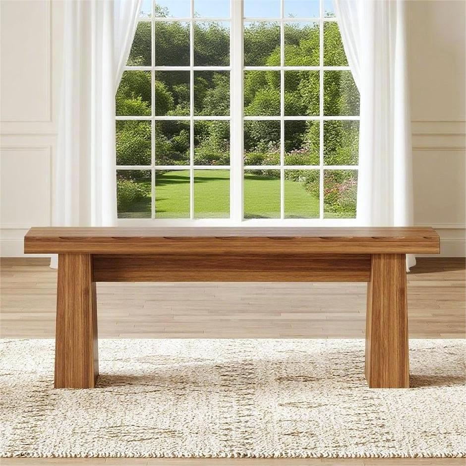 Fnova 48" Wooden Two - Person Backless Entryway Bench with Under - Bench Storage for Outdoor Garden - Product image 4