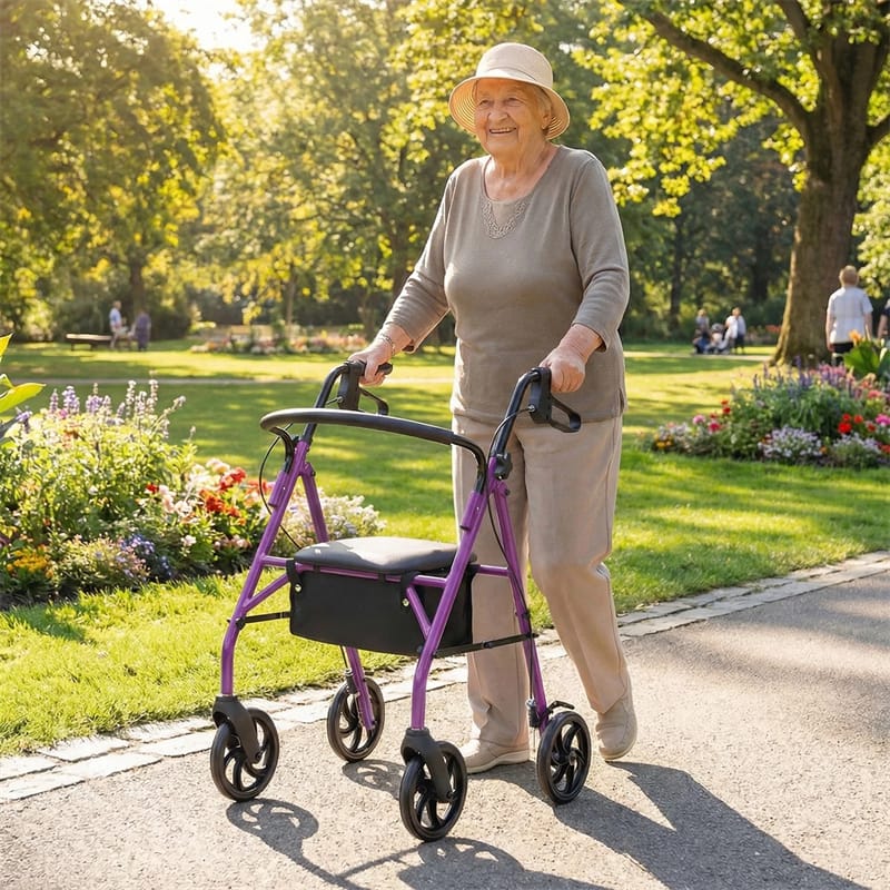 Foldable Rollator Walker with Seat & Height Adjustable Handles for Seniors - Product image 22