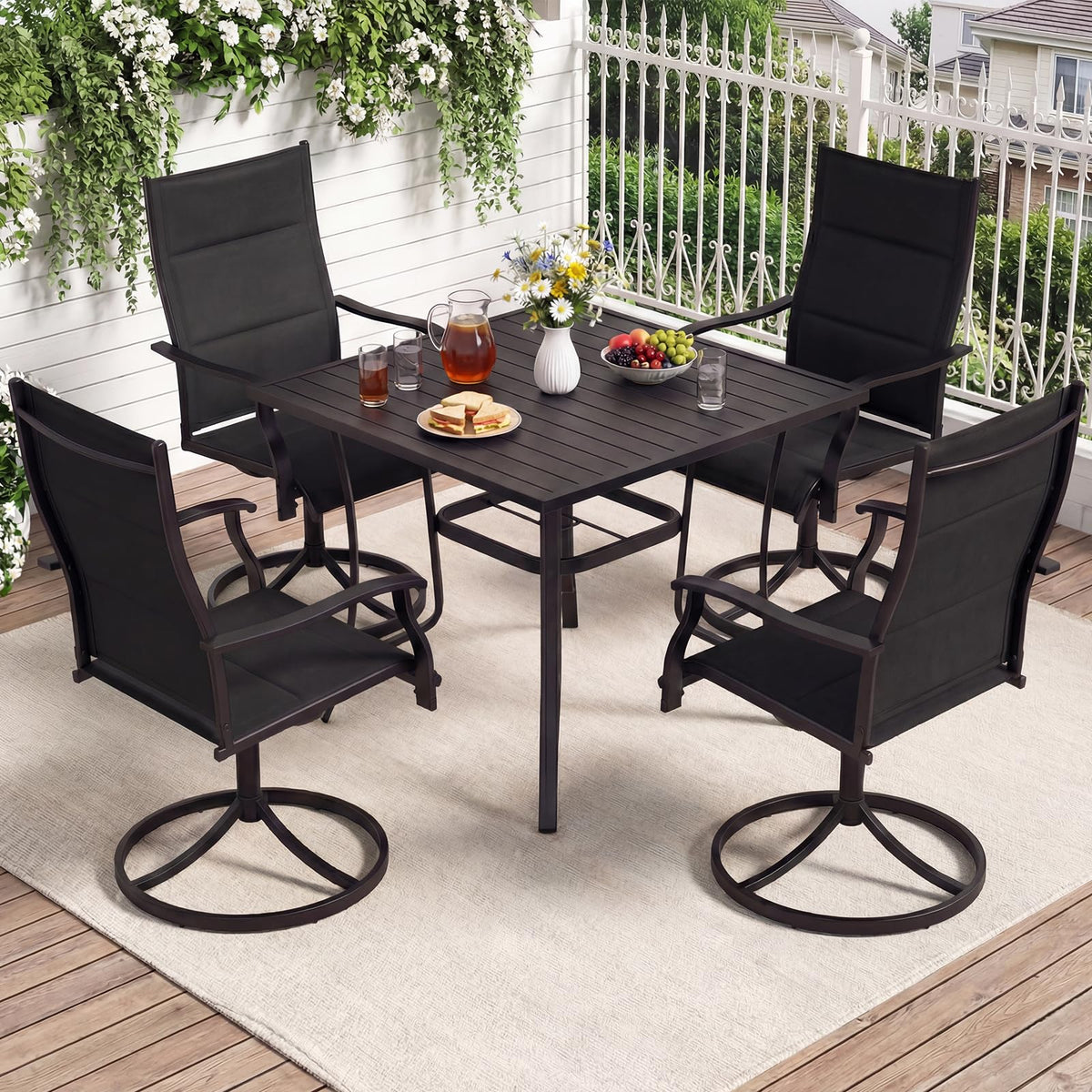 Tangkula Padded Patio Swivel Chairs Set of 4/2 Heavy Duty Metal Frame Rocker Chair - Product image 2
