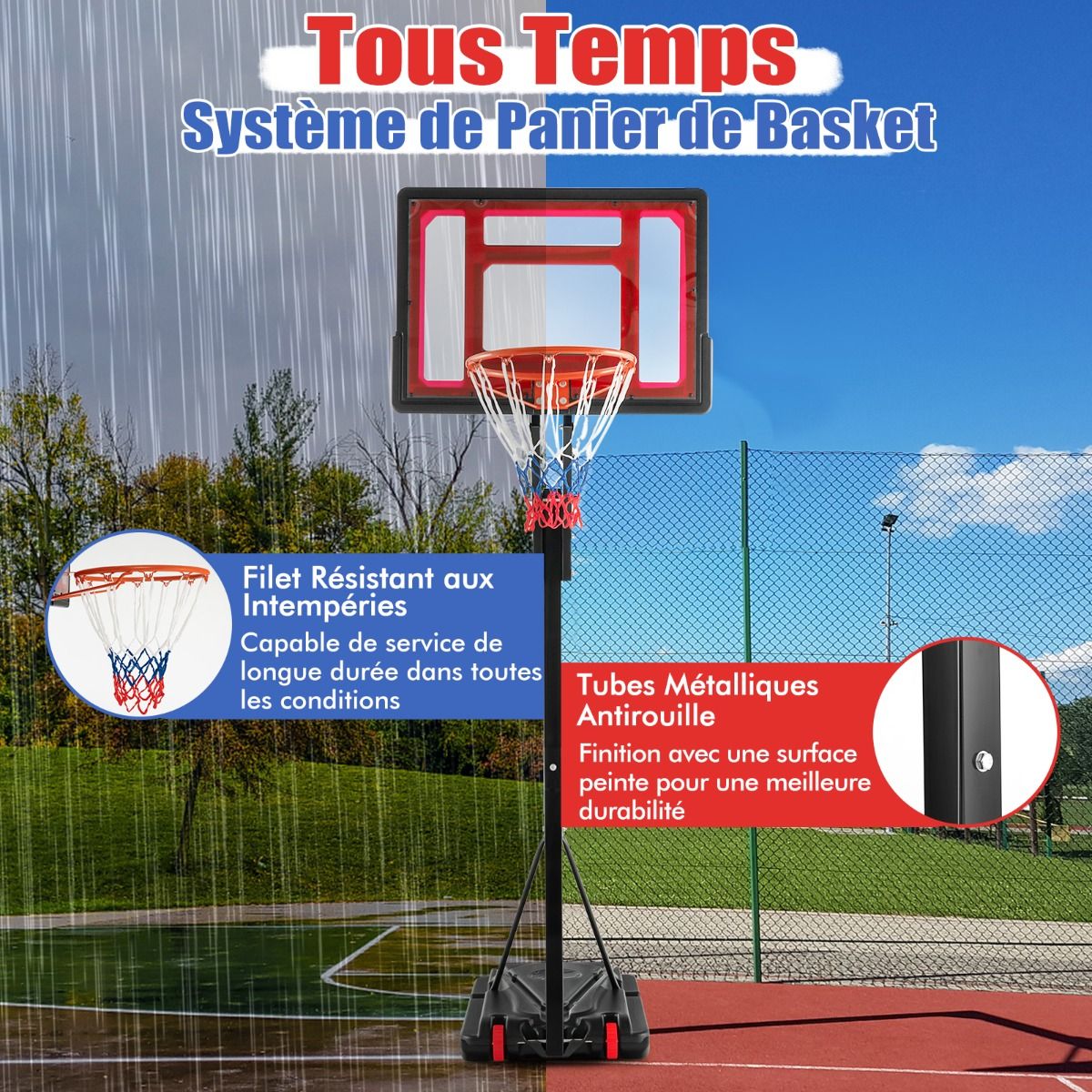 Freestanding Basketball Hoop with Adjustable Height 1.55-3.1m Basketball Stand with PE Backboard for Children and Yellows -