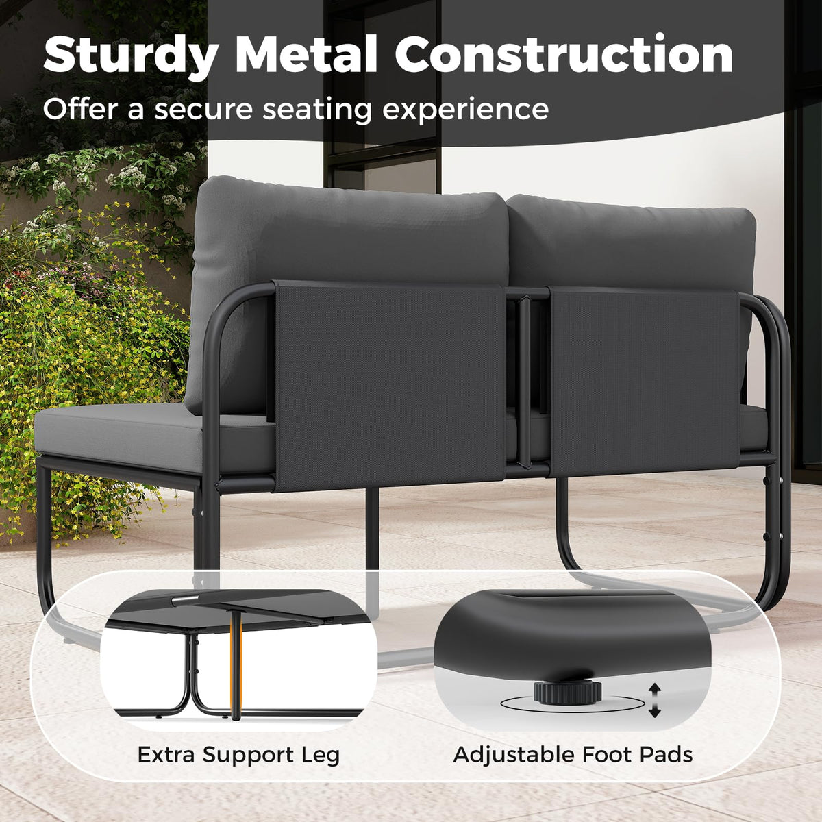 Tangkula 4 Pieces Patio Furniture Set with Cushions and Tempered Glass Coffee Table - Product image 6