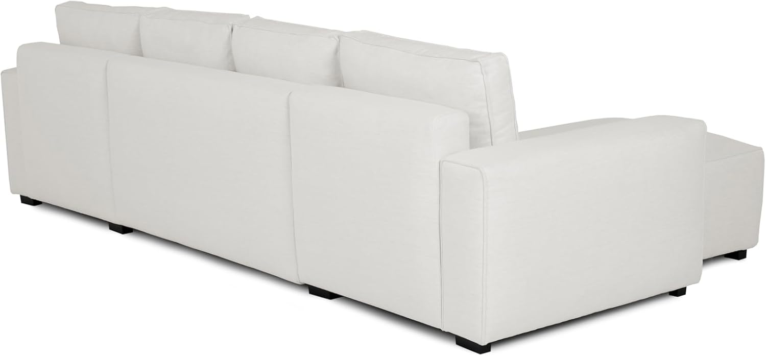 Budwing Jordan 5-Seater Sofa Bed – Panoramic Chaise Longue, Premium Comfort – Contemporary Style, 100% Polyester Fabric – 317x157x91 cm – Light Beige