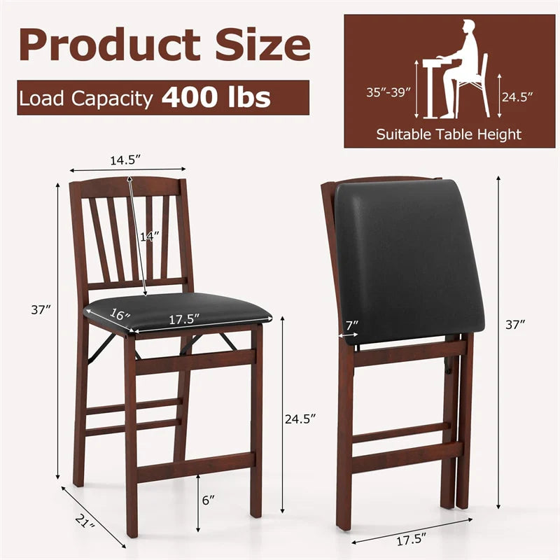 Set of 2/4 Folding Counter Height Bar Stools, 24.5" Portable Kitchen Island Chairs with Padded Seat & - Product image 12