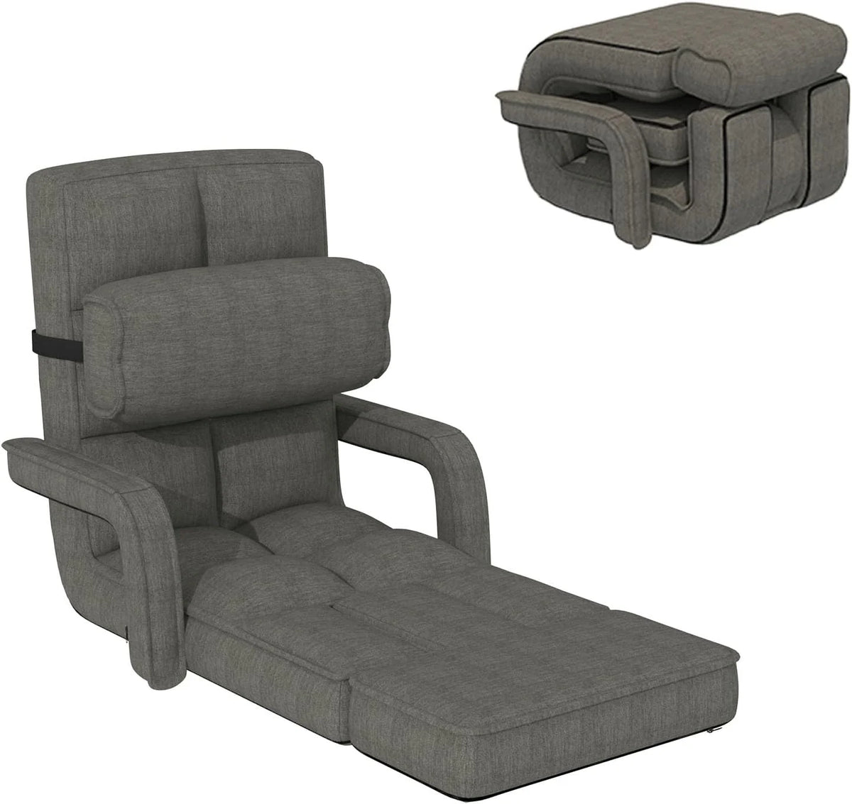 AECOJOY Floor Chair, Padded Folding Gaming Chair with 14-Level Adjustable Backrest, Portable Lazy Sofa - Product image 1