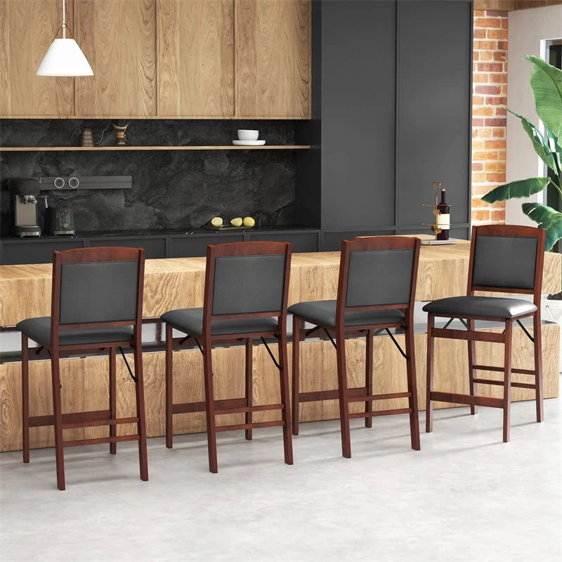 Set of 2 Folding Counter Height Bar Stools, 24.5" Kitchen Island Bar Chairs w/ Padded Backrest & Seat - Product image 10