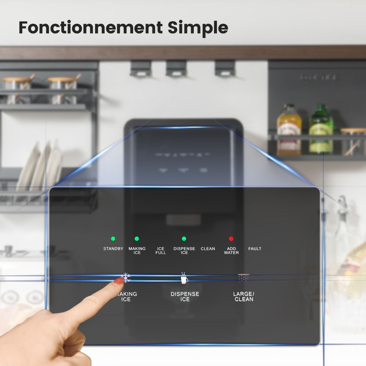 Ice Maker 27kg/24h Countertop LED Display Nugget Maker with Infrared Sensor and Self-Cleaning Ice Storage: 4 kg -