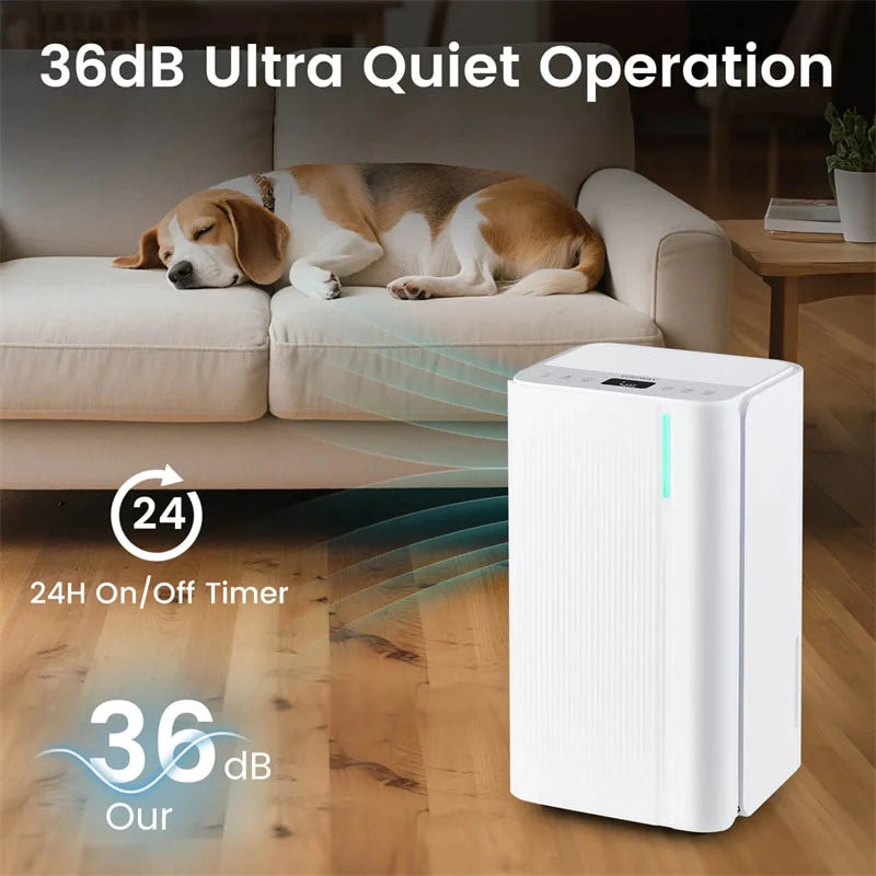 32 Pint Dehumidifier with 3.3FT Drain Hose, 24H Timer & 3-Color Indicator - Product image 3