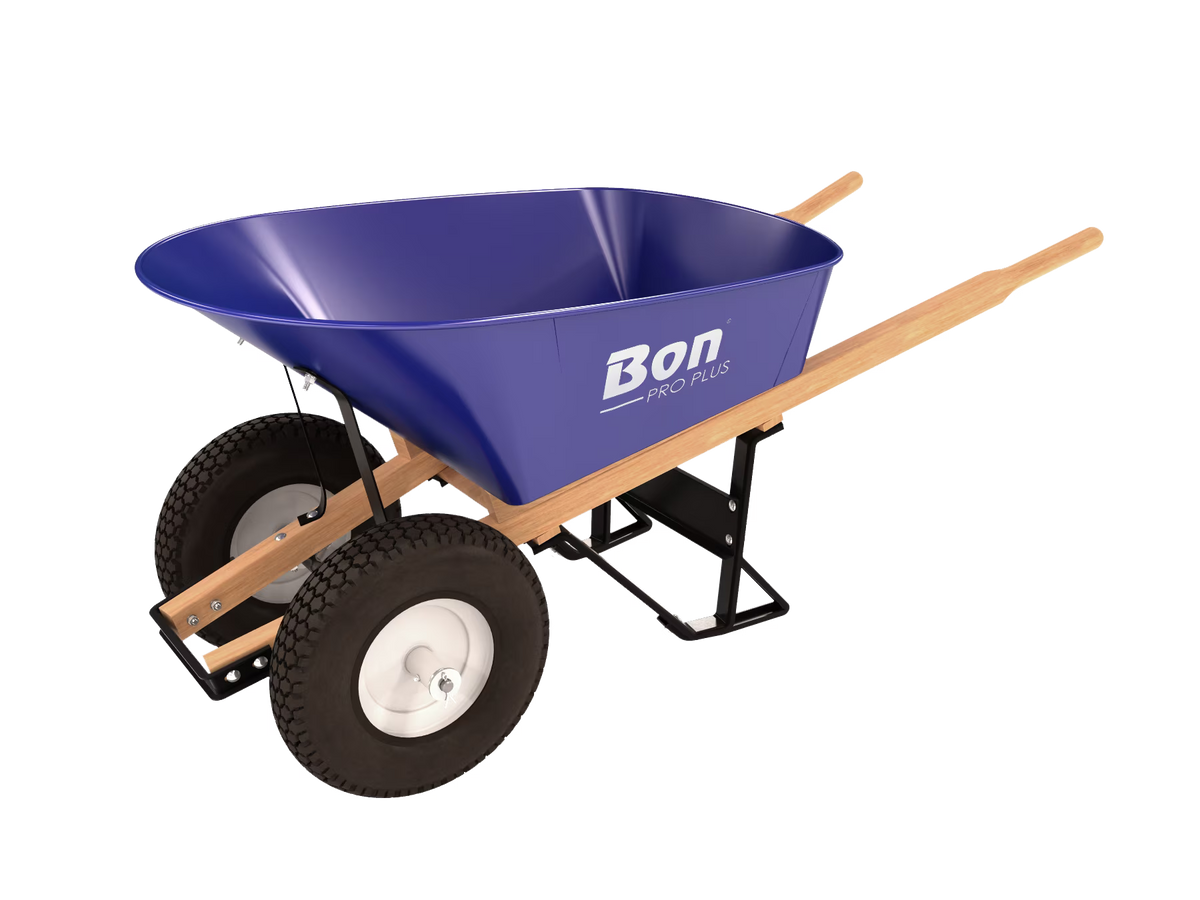 Bon 11 - 676 Double Knobby Tire Steel Wheel Barrow - 6 cu ft Tray - Wood Handle - Product image 1