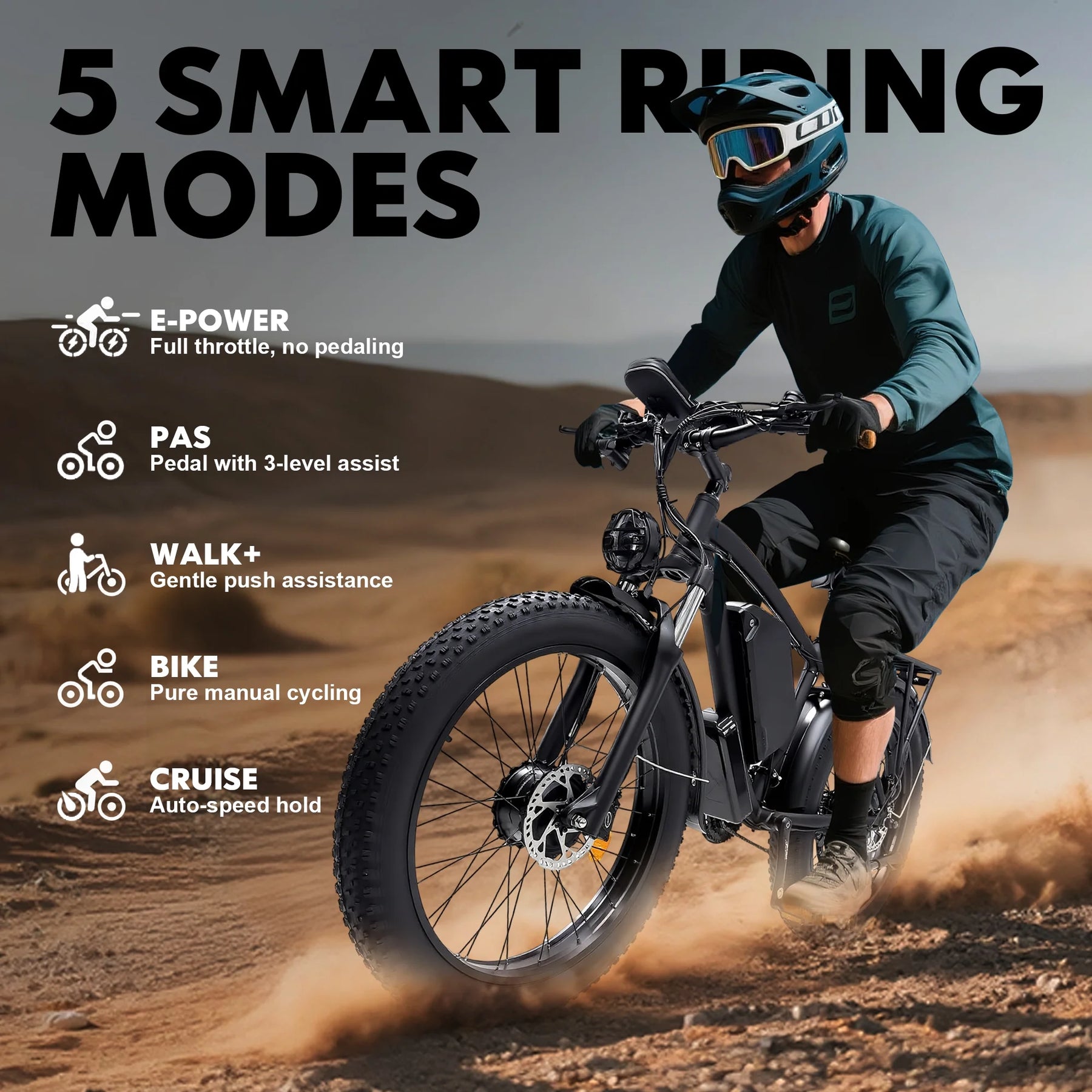 Electric Fat Tire Bike for Adults, 6000W Dual Motor Ebike, Max 50MPH 26"x4.0 Off - Product image 6