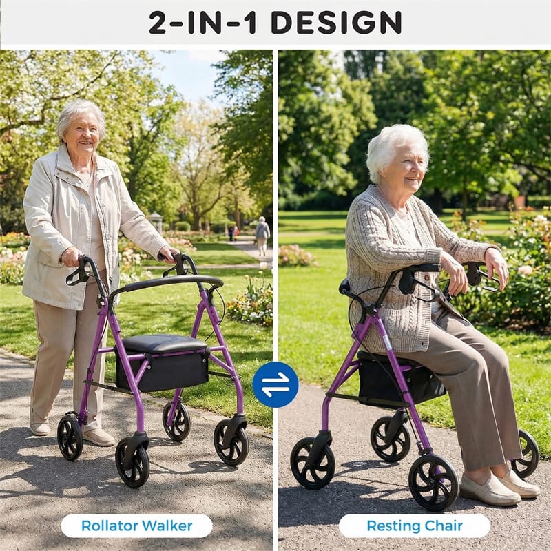 Foldable Rollator Walker with Seat & Height Adjustable Handles for Seniors - Product image 27