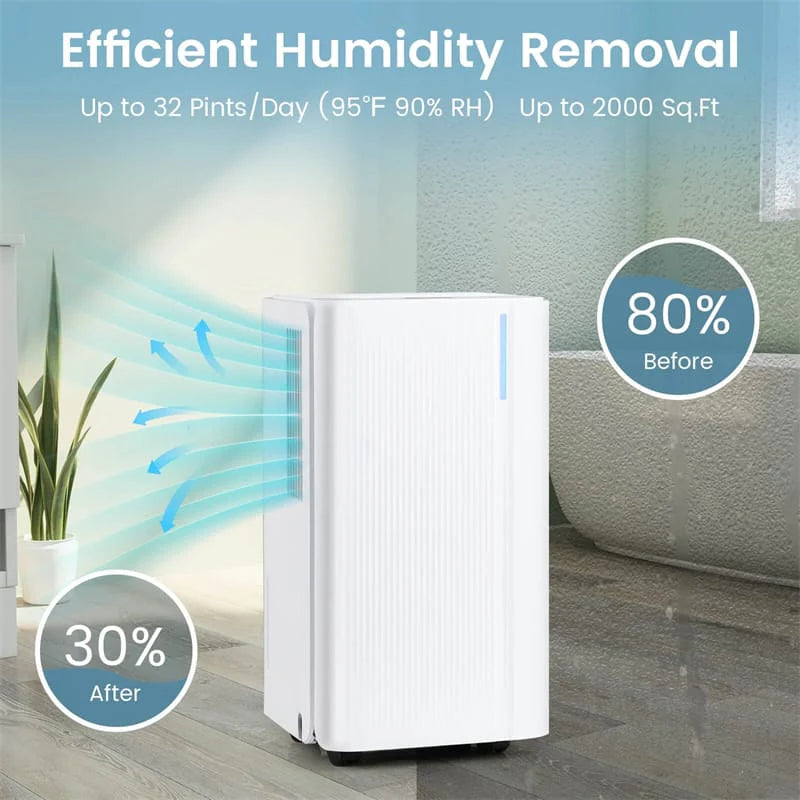 32 Pint Dehumidifier with 3.3FT Drain Hose, 24H Timer & 3-Color Indicator - Product image 2