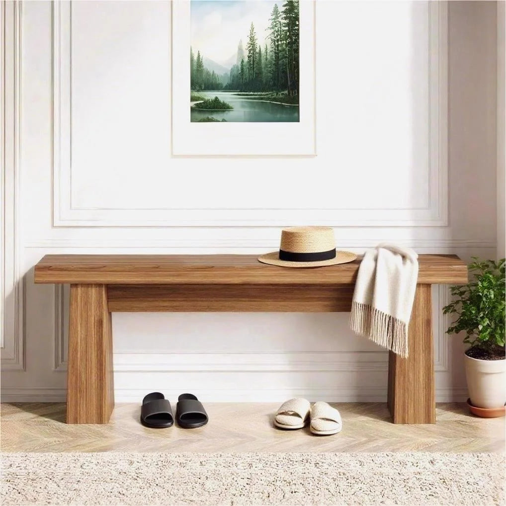 Fnova 48" Wooden Two - Person Backless Entryway Bench with Under - Bench Storage for Outdoor Garden - Product image 6