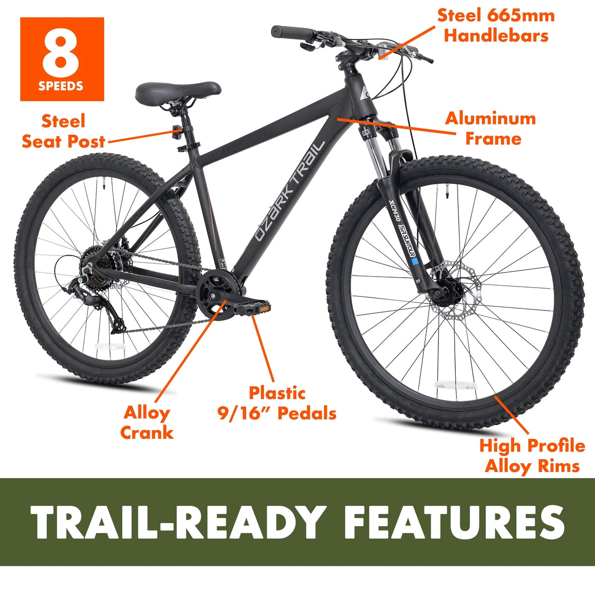Ozark Trail 27.5" Vibe Mountain Bike, Medium Frame, Black, Adult, Unisex - Product image 3