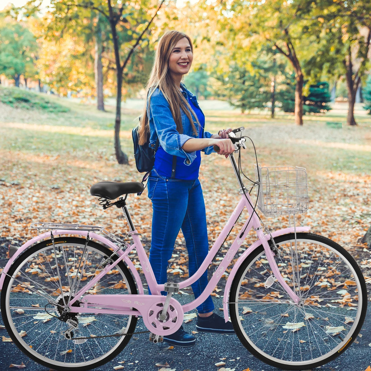 Ktaxon 26in Urban Commuter City Bike, Shimano 7 Speed Adult Road Bicycle, Pink - Product image 9