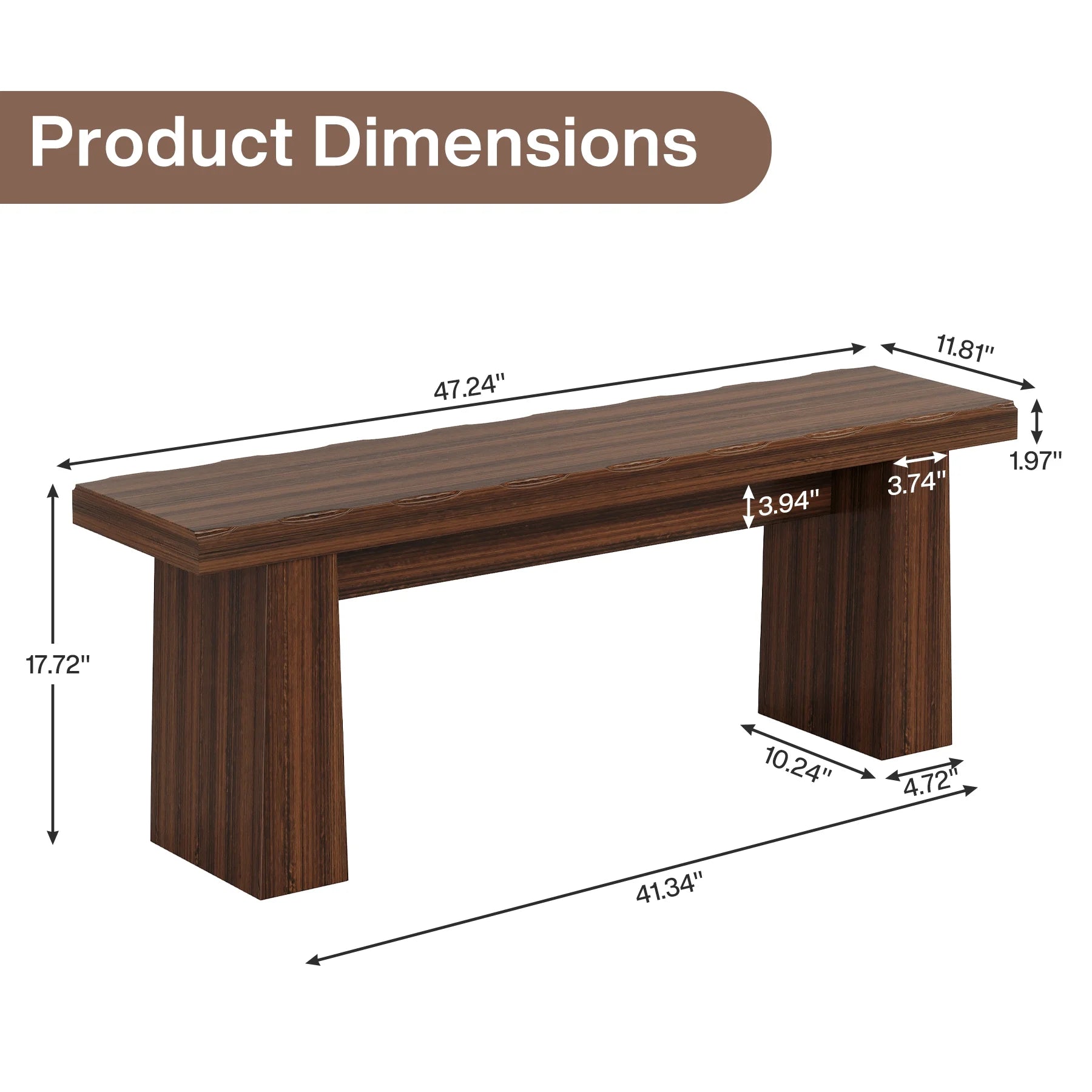 Fnova 48" Wooden Two - Person Backless Entryway Bench with Under - Bench Storage for Outdoor Garden - Product image 35