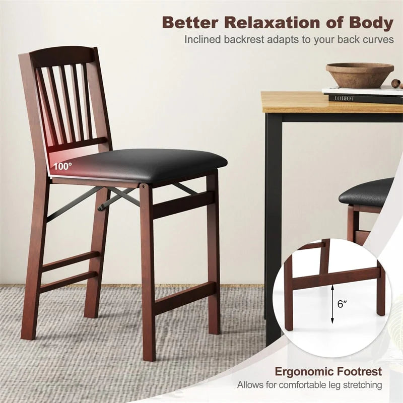 Set of 2/4 Folding Counter Height Bar Stools, 24.5" Portable Kitchen Island Chairs with Padded Seat & - Product image 6