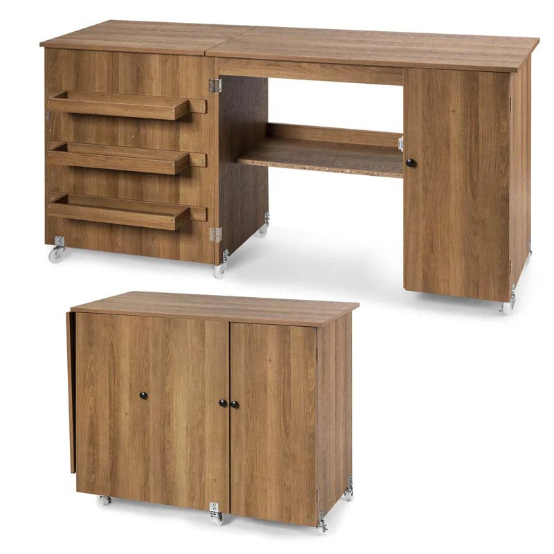 62.5" Folding Sewing Table Rolling Craft Station with Storage Cabinet & Shelves - Product image 7