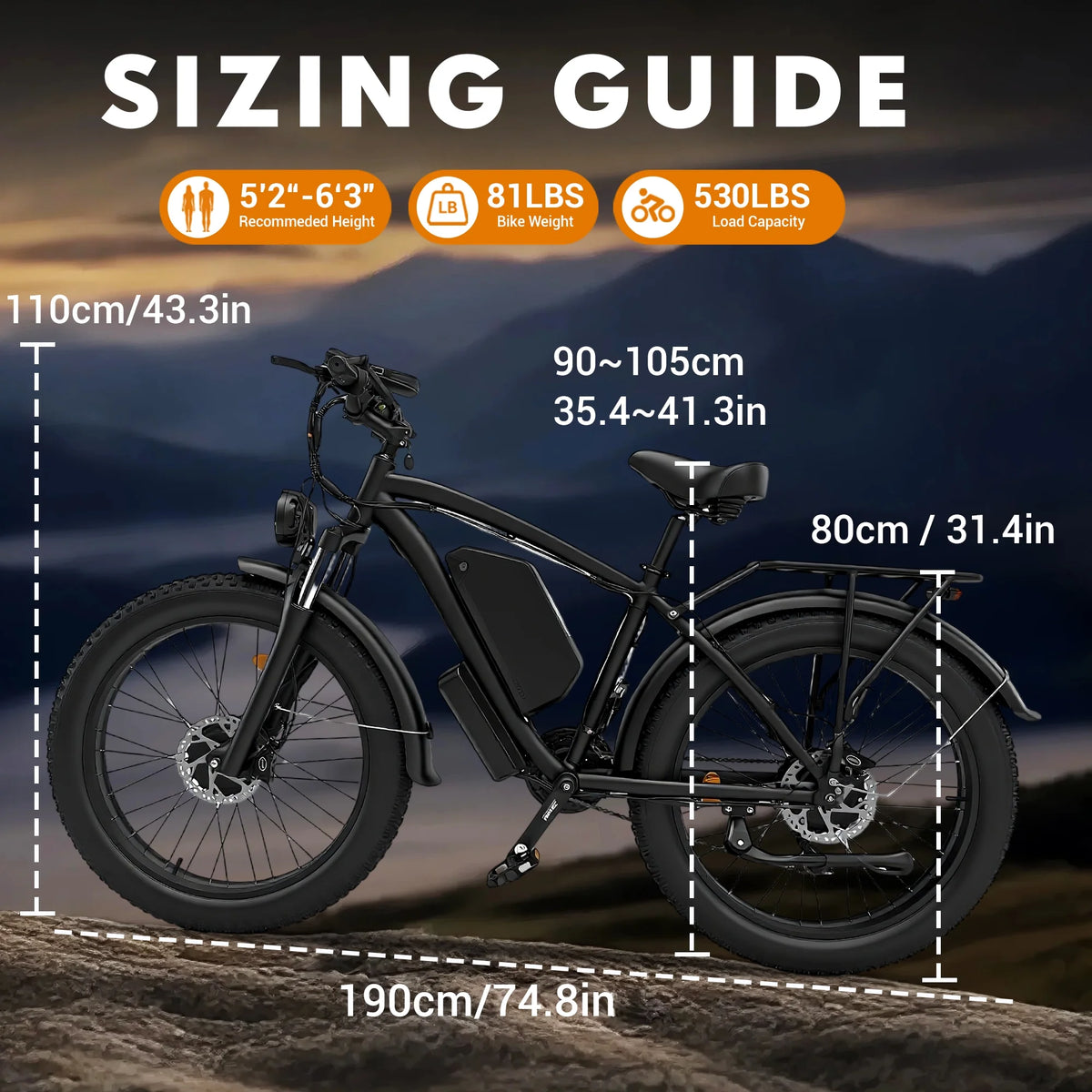 Electric Fat Tire Bike for Adults, 6000W Dual Motor Ebike, Max 50MPH 26"x4.0 Off - Product image 7