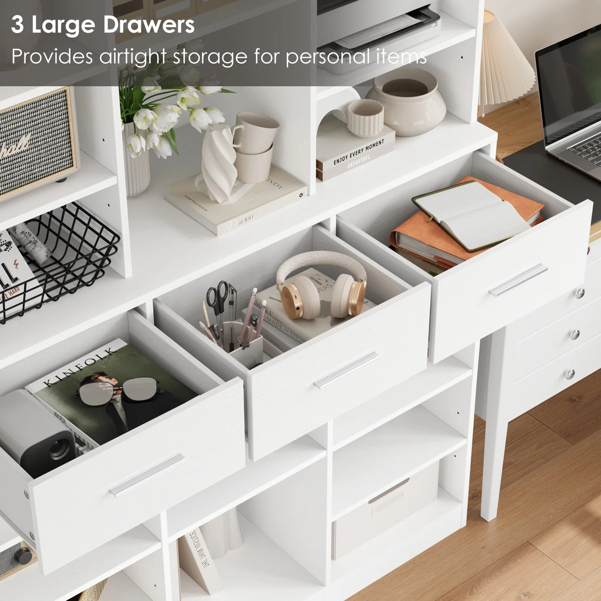 Homfa 75 - Inch Bookshelf and Bookcase with 3 Drawers, Wooden Storage Book Shelf with Adjustable Shelves - Product image 6