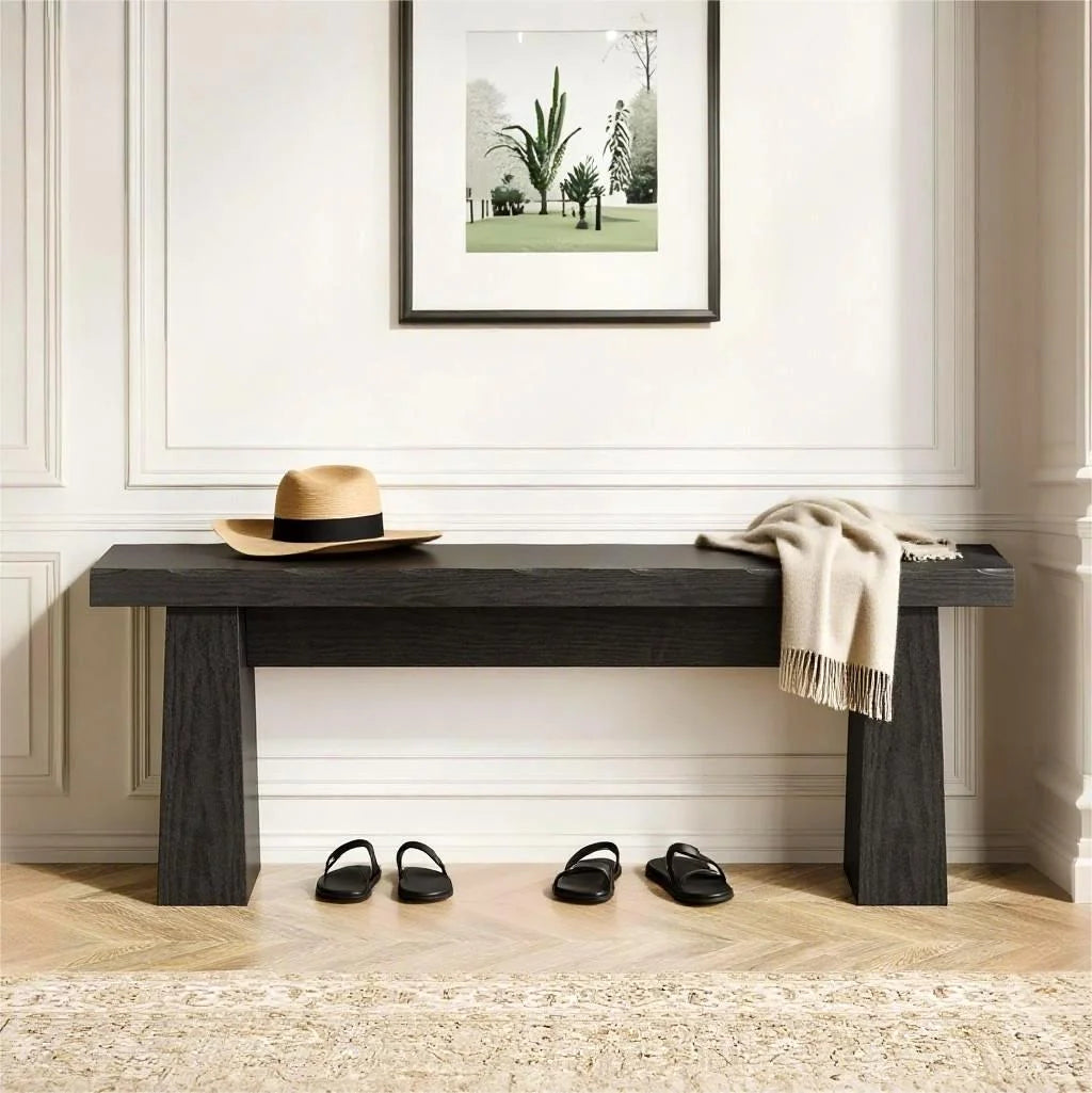 Fnova 48" Wooden Two - Person Backless Entryway Bench with Under - Bench Storage for Outdoor Garden - Product image 19