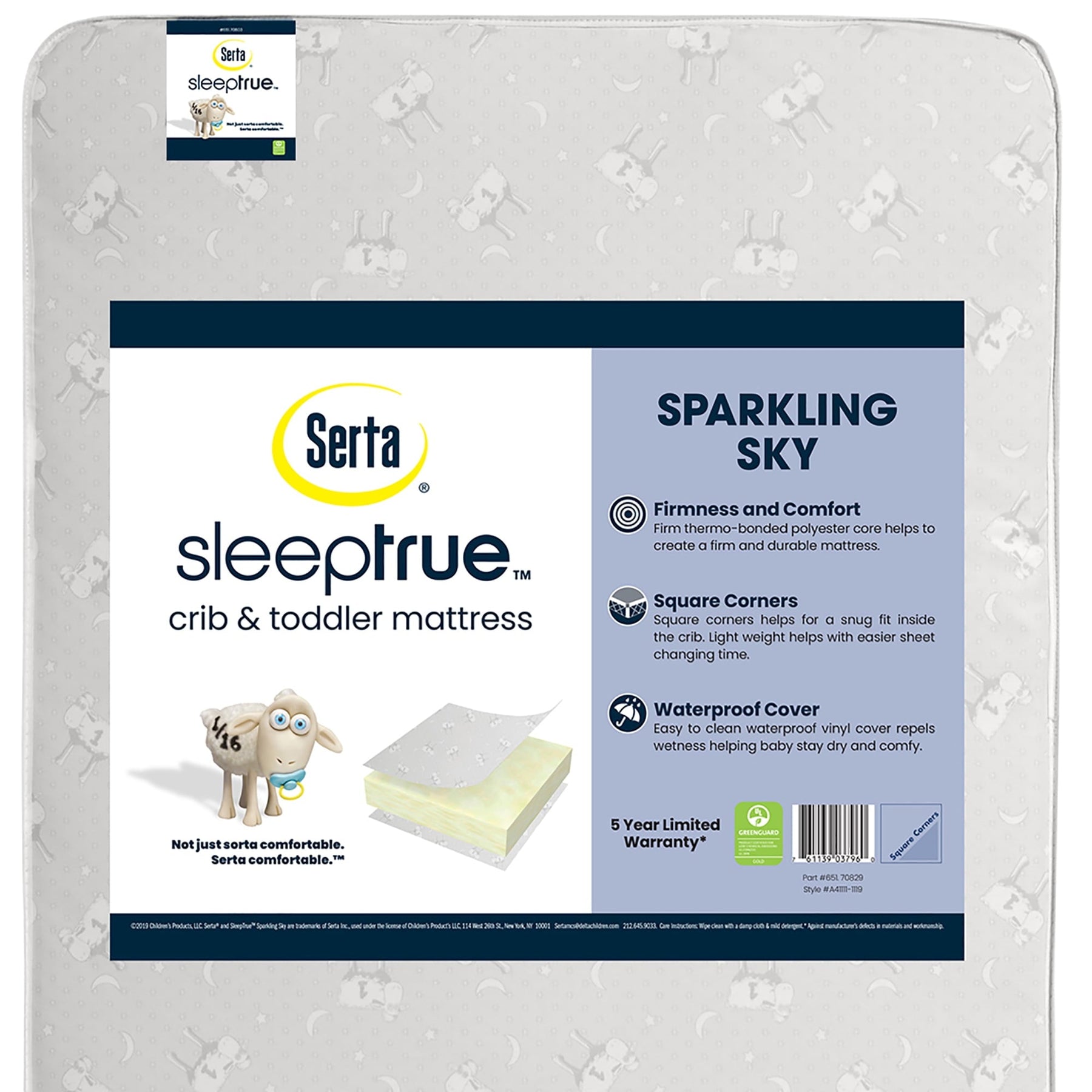 SleepTrue Sparkling Sky 5 Dual-Sided Crib & Toddler Mattress - Sustainably Sourced Fiber Core - Product image 1