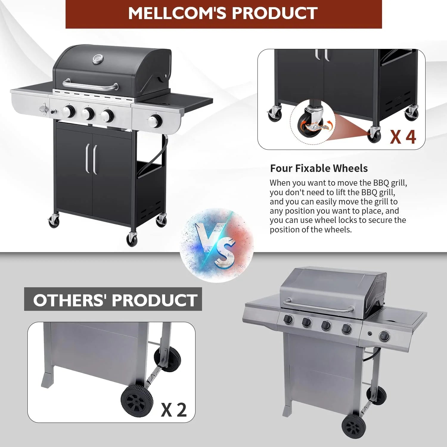 Upgraded 4 Burner BBQ Propane Gas Grill with Cast Iron Grates & Side Stove, 44 - Product image 33