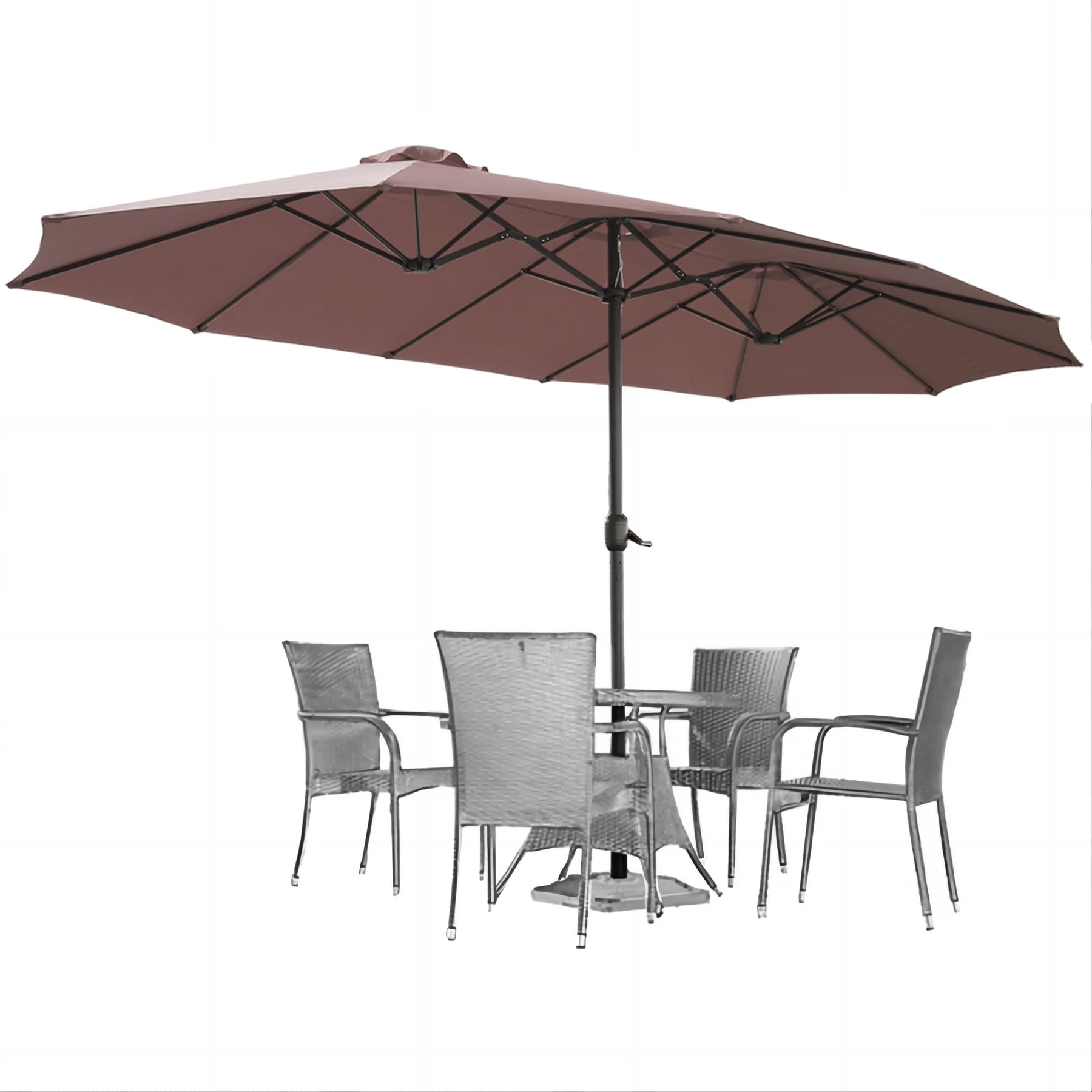 AECOJOY 15x9ft Double-Sided Patio Umbrella, Brown - Product image 1