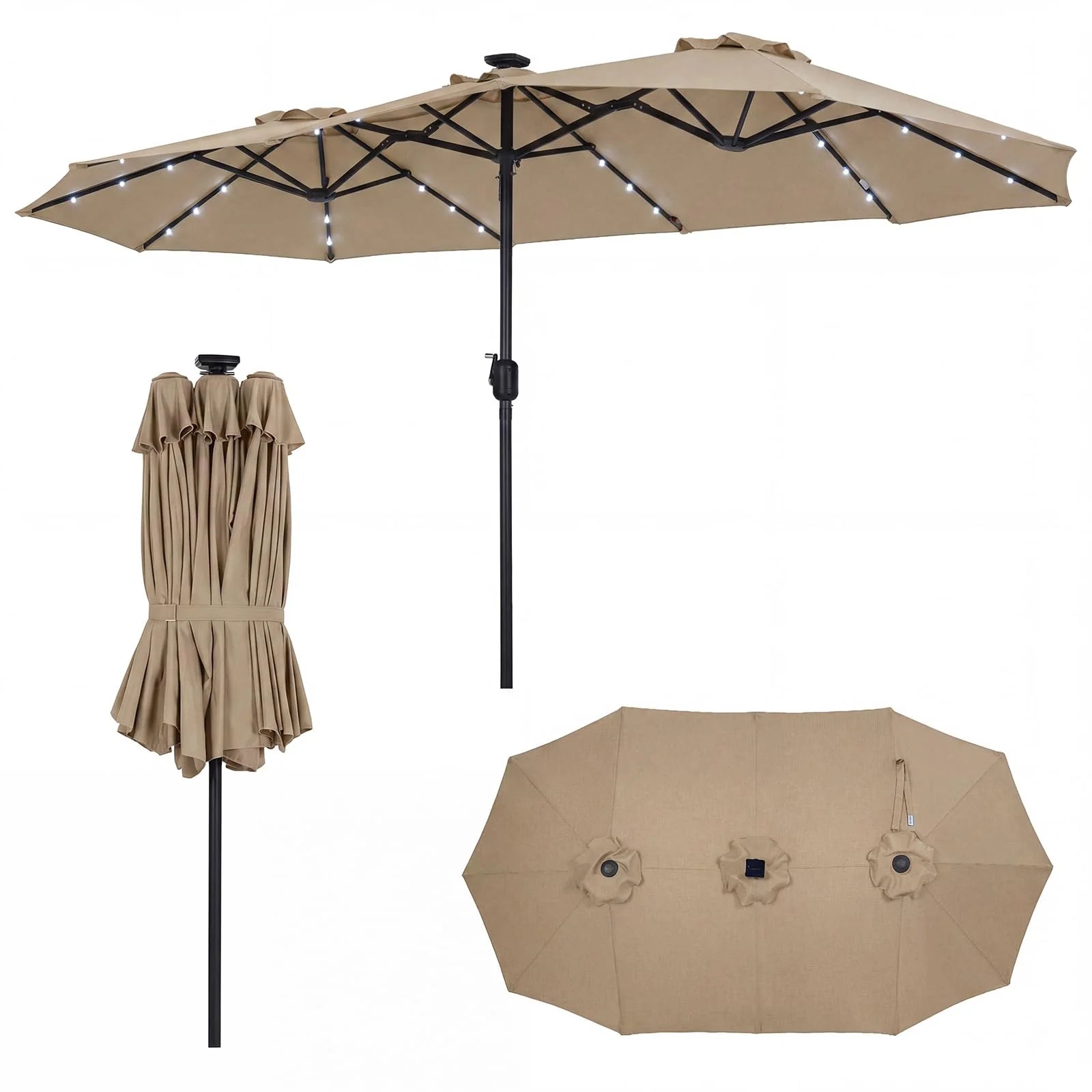 Tangkula 13 Ft Solar Patio Umbrella 36 LED Lights Crank Handle 12 Sturdy Ribs - Product image 11