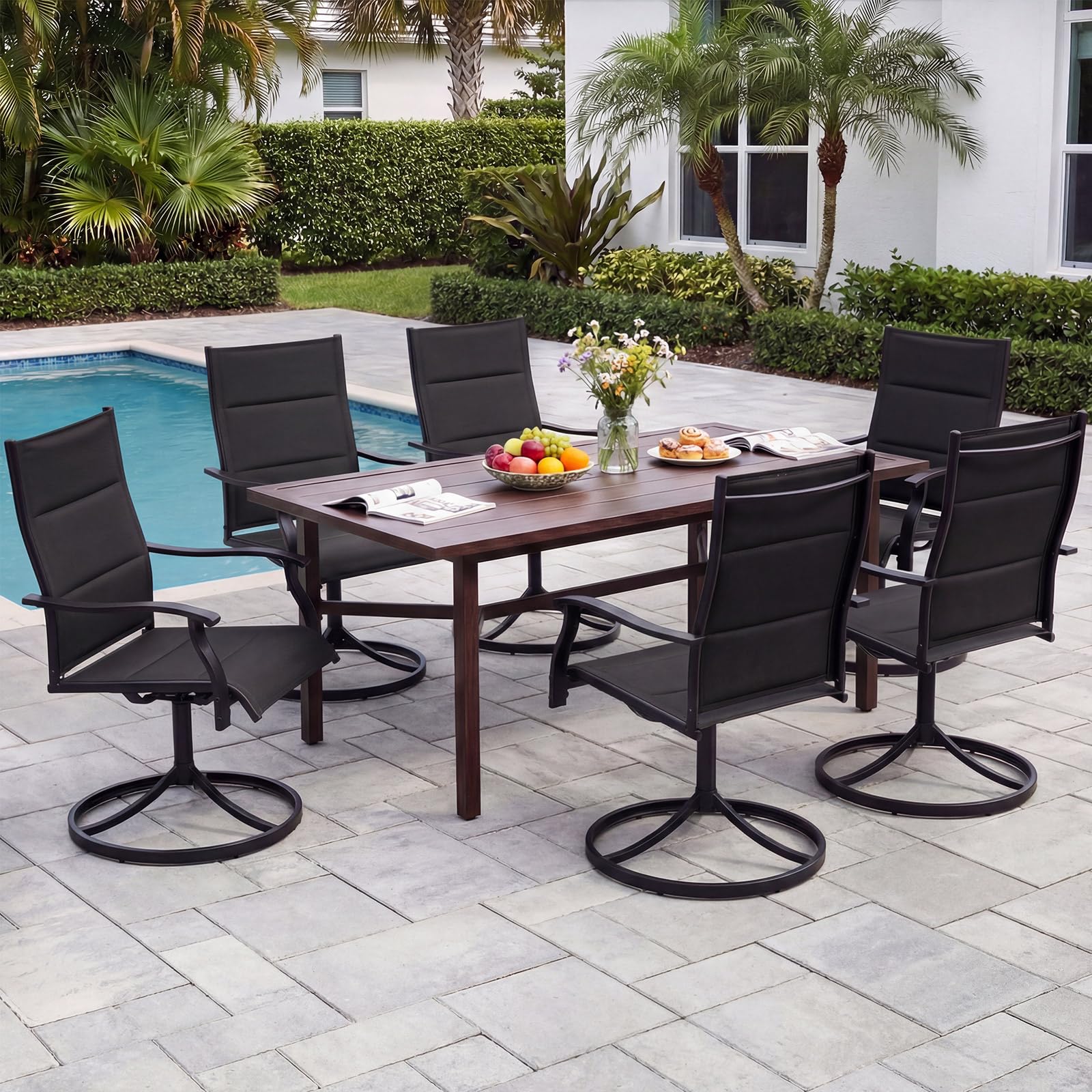 Tangkula Padded Patio Swivel Chairs Set of 4/2 Heavy Duty Metal Frame Rocker Chair - Product image 8